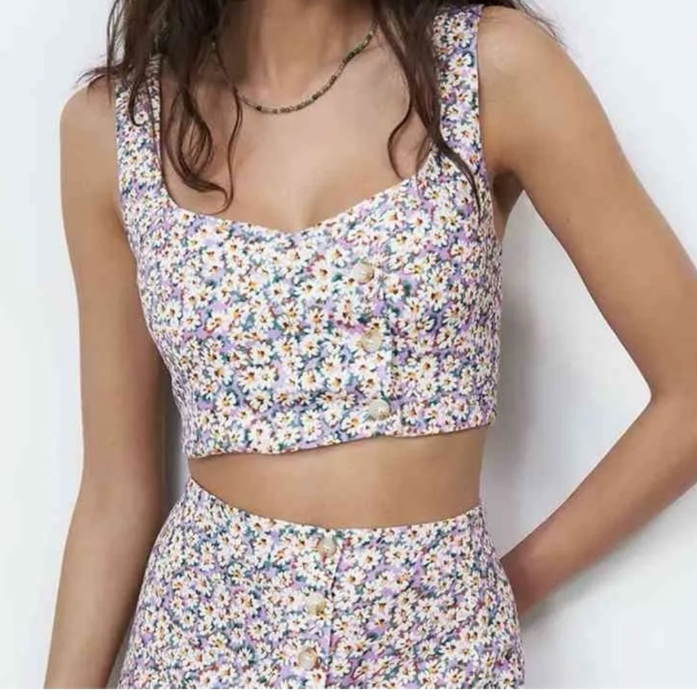 Zara Linen Blend Flowery Set, size small. Used it only 2 times